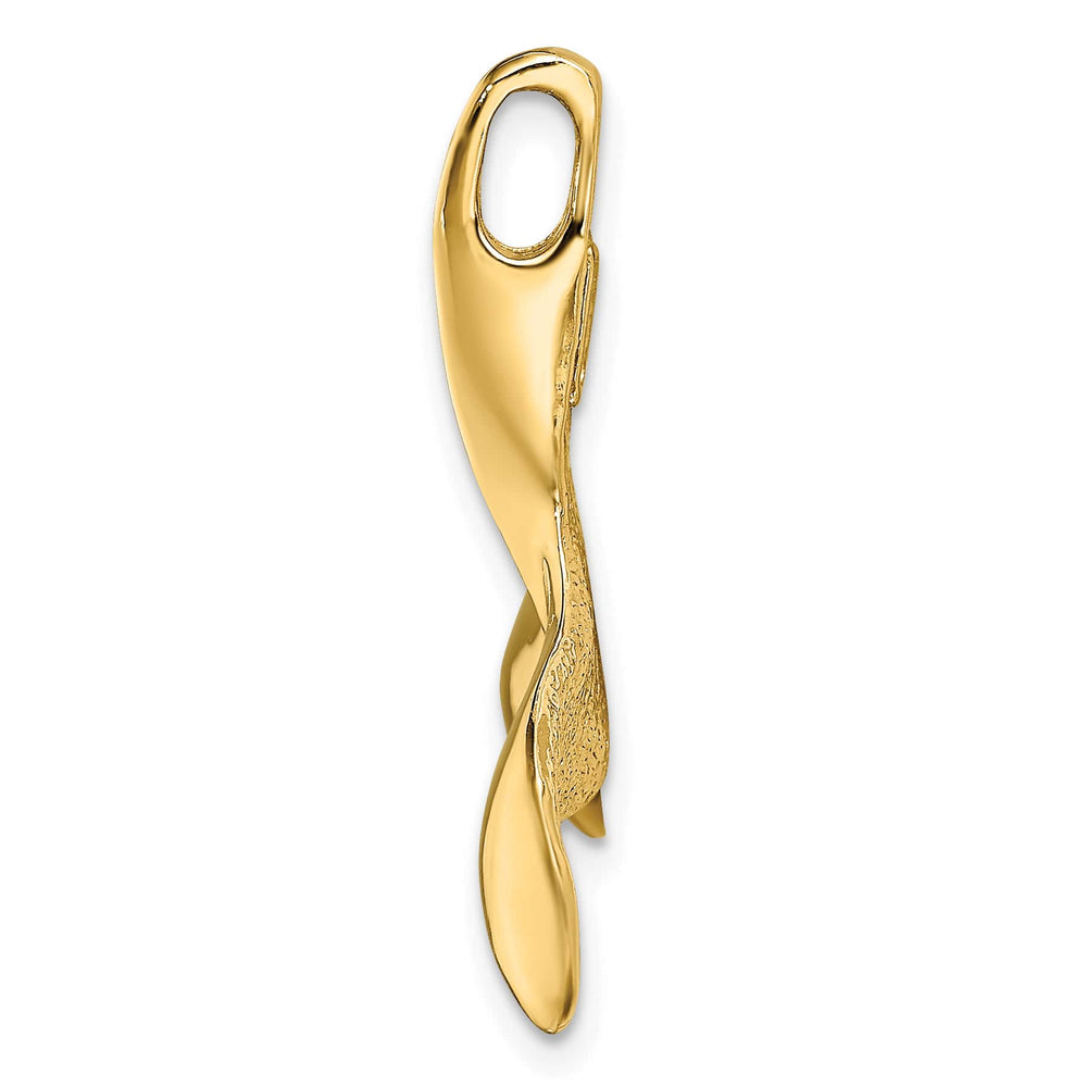 10K Yellow Gold 3-D Polished and Textured Whale Tail Charm
