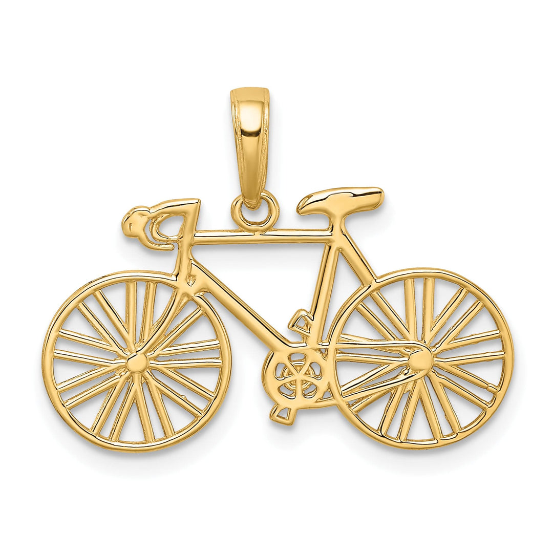 10K Yellow Gold 3-D Polished Bicycle Charm
