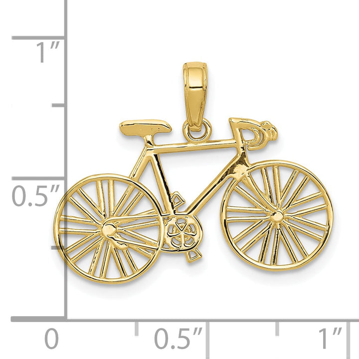 10K Yellow Gold 3-D Polished Bicycle Charm