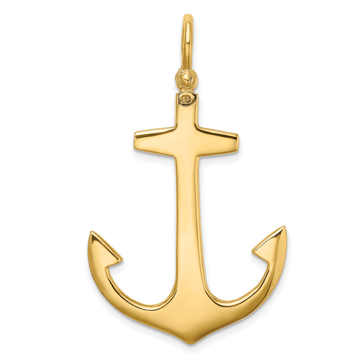 10K Yellow Gold 3-D Polished Large Anchor with Shackle Bail Charm
