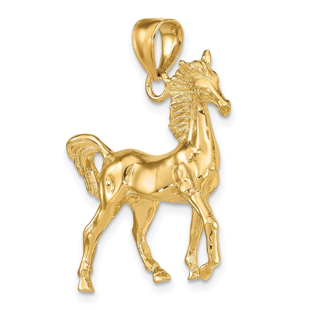 10K Yellow Gold 3-D Polished Large Horse Charm