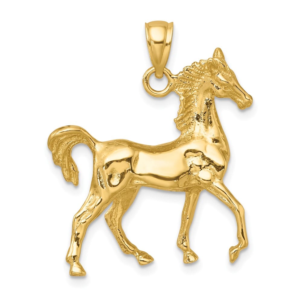 10K Yellow Gold 3-D Polished Large Horse Charm
