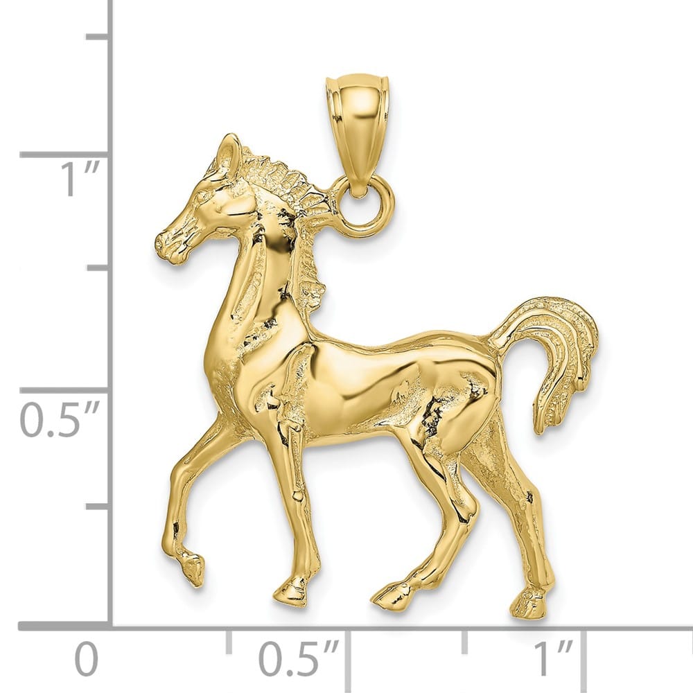 10K Yellow Gold 3-D Polished Large Horse Charm