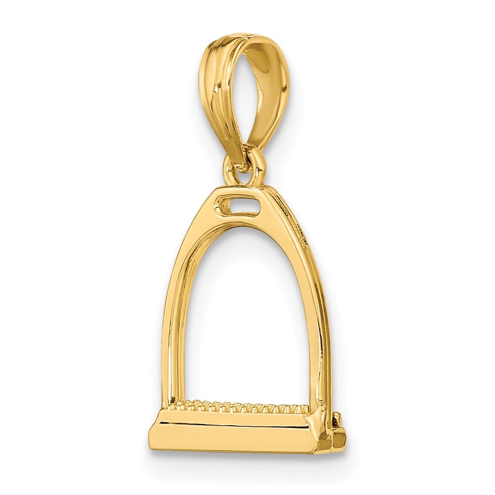 10K Yellow Gold 3-D Polished Medium Horse Stirrup Charm