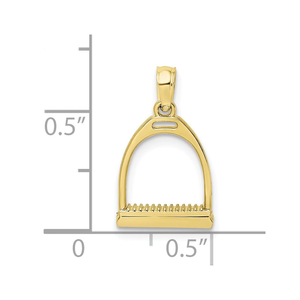 10K Yellow Gold 3-D Polished Medium Horse Stirrup Charm
