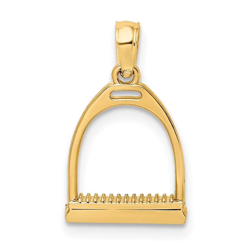 10K Yellow Gold 3-D Polished Medium Horse Stirrup Charm