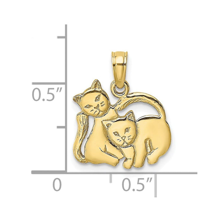 10K Yellow Gold 3-D Polished Medium Two Kittens Charm