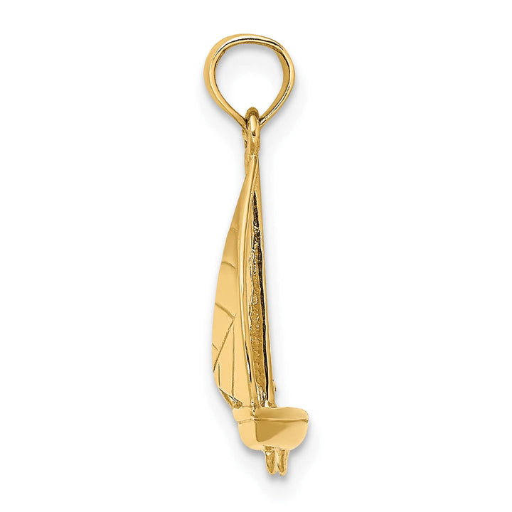 10K Yellow Gold 3-D Polished Sailboat Charm, Small