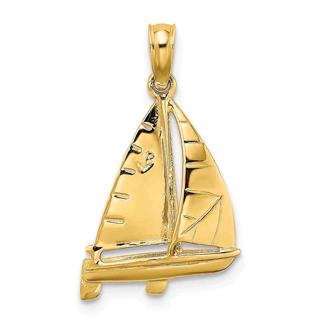 10K Yellow Gold 3-D Polished Sailboat Charm, Small