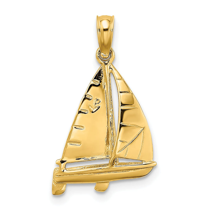 10K Yellow Gold 3-D Polished Sailboat Charm, Small