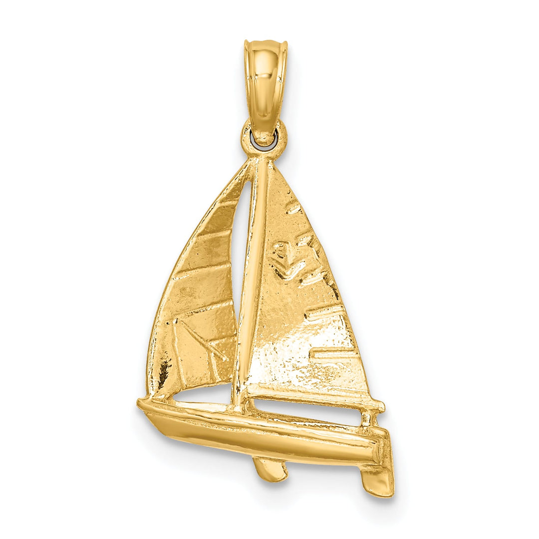10K Yellow Gold 3-D Polished Sailboat Charm, Small