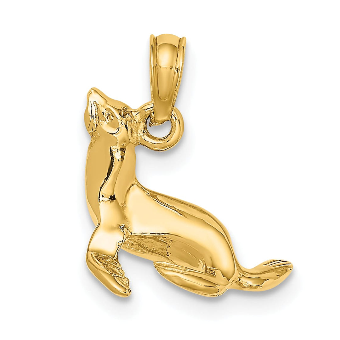 10K Yellow Gold 3-D Polished Seal Charm