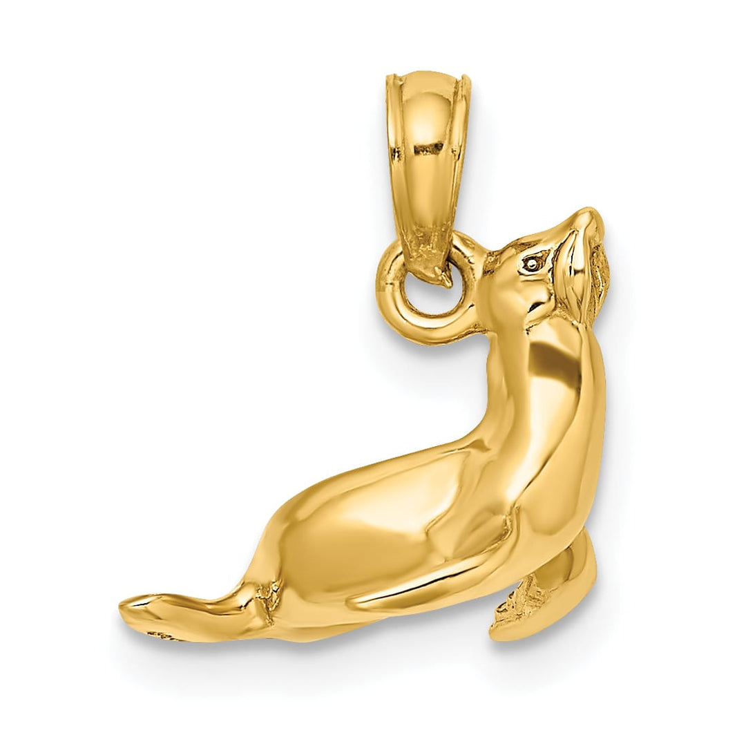10K Yellow Gold 3-D Polished Seal Charm