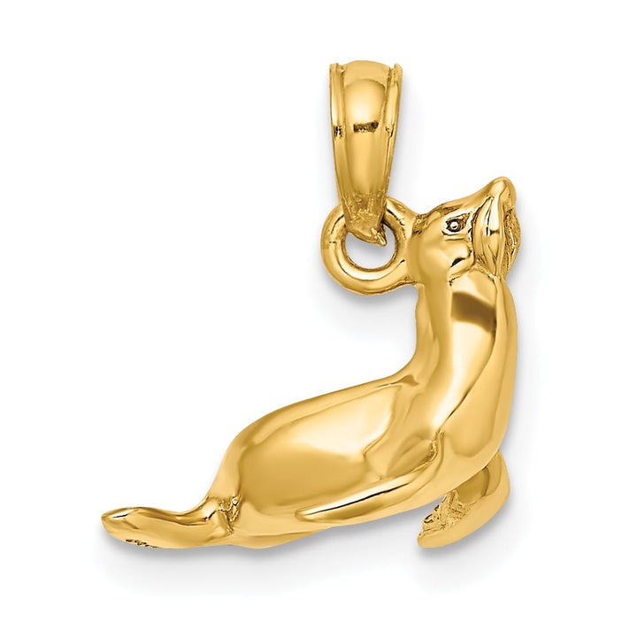 10K Yellow Gold 3-D Polished Seal Charm