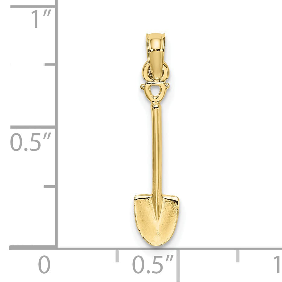 10K Yellow Gold 3-D Polished Shovel Garden Tool Charm