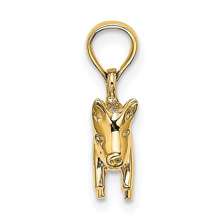 10K Yellow Gold 3-D Polished Small Pig with Curly Tail Charm