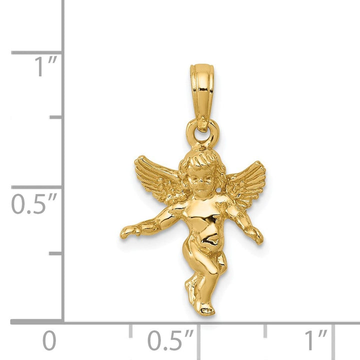 10K Yellow Gold 3-D Polished Solid Angel Pendant