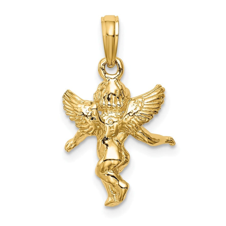 10K Yellow Gold 3-D Polished Solid Angel Pendant