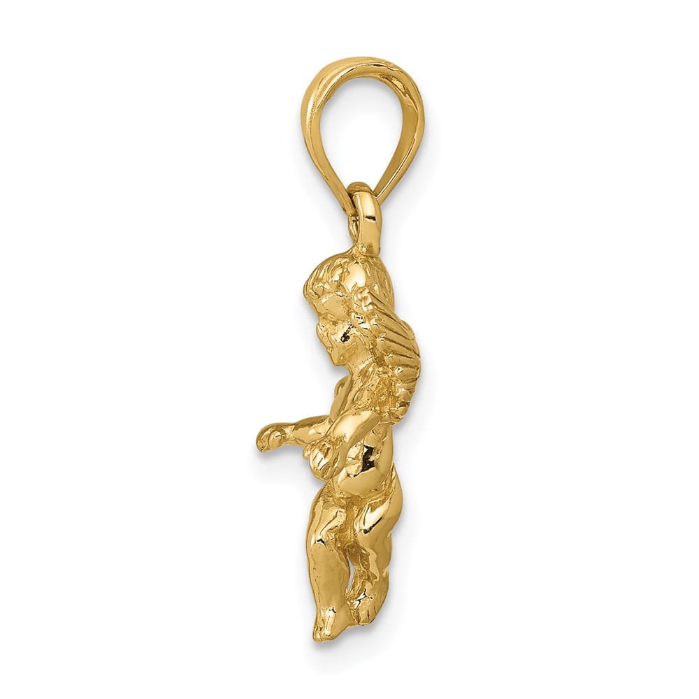 10K Yellow Gold 3-D Polished Solid Angel Pendant