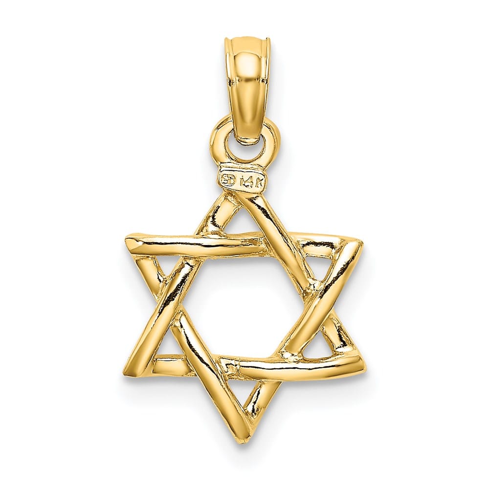 10K Yellow Gold 3-D Polished Star of David Charm