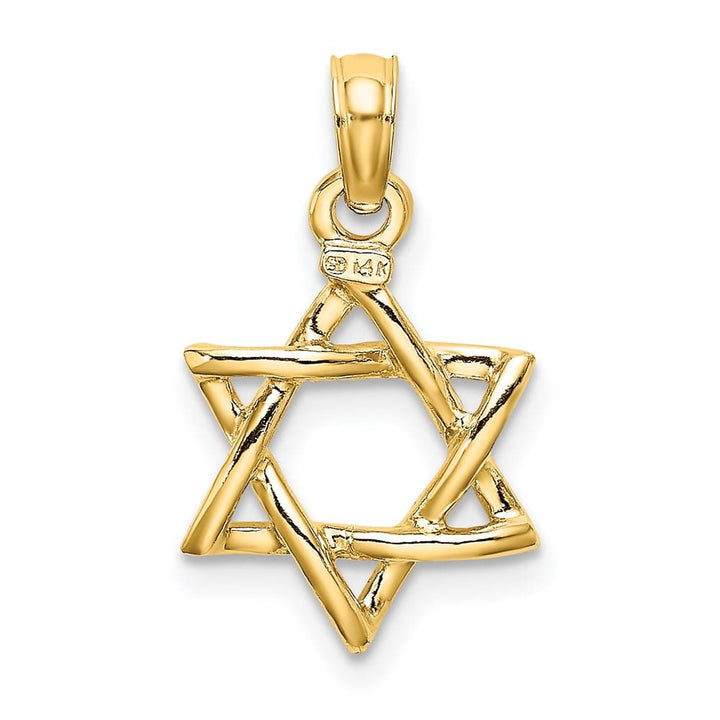 10K Yellow Gold 3-D Polished Star of David Charm
