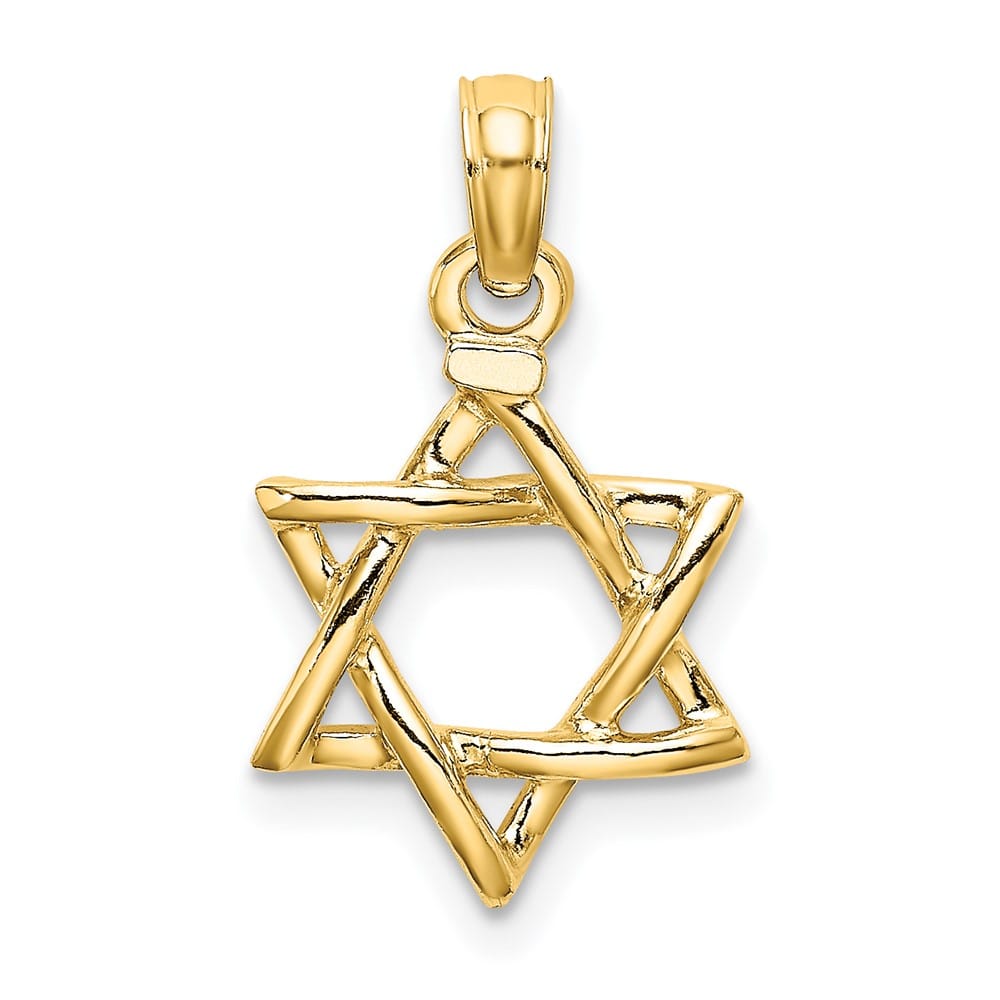 10K Yellow Gold 3-D Polished Star of David Charm