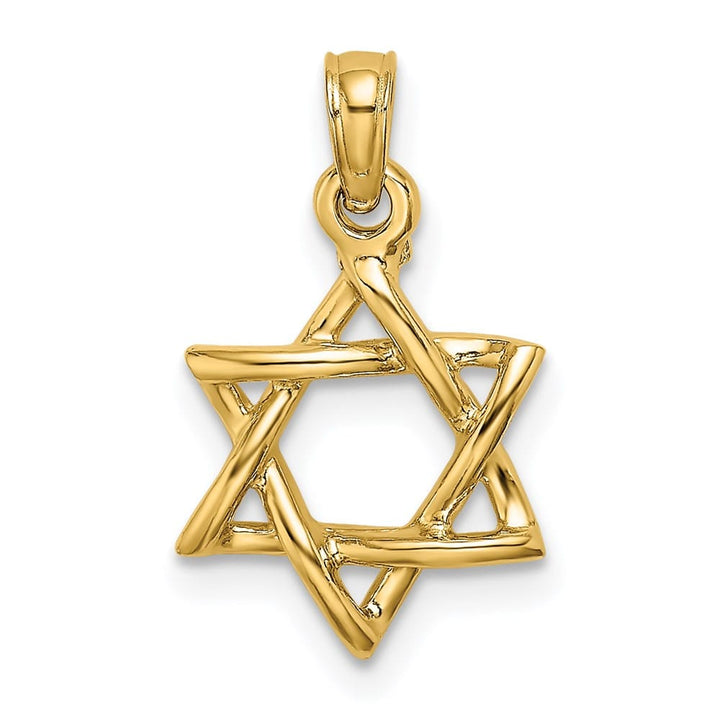 10K Yellow Gold 3-D Polished Star of David Charm