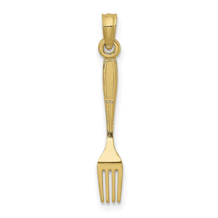 10K Yellow Gold 3-D Polished Table Fork Charm