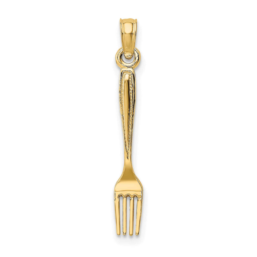 10K Yellow Gold 3-D Polished Table Fork Charm