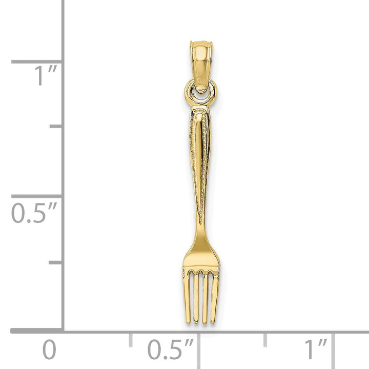 10K Yellow Gold 3-D Polished Table Fork Charm