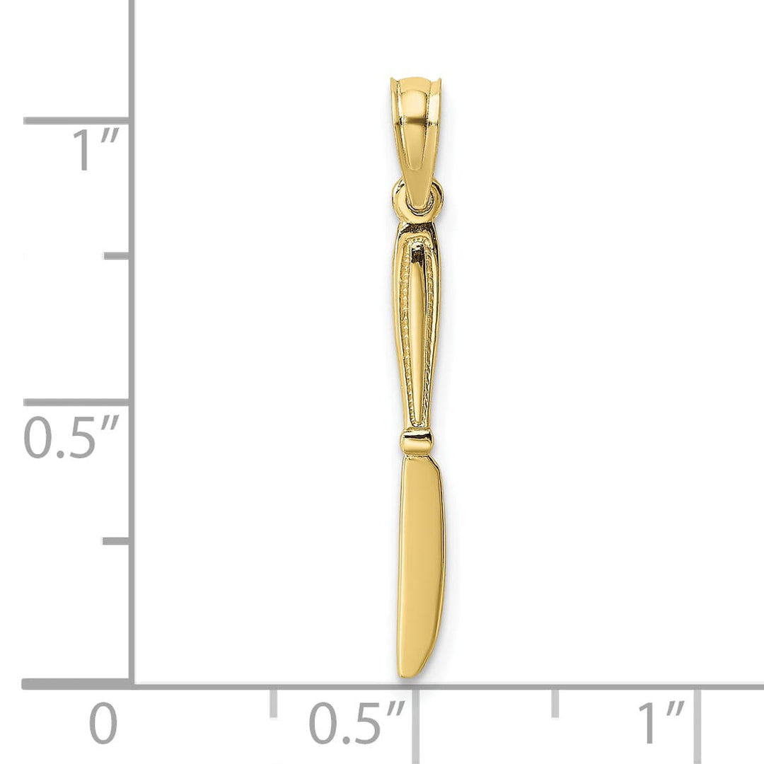10K Yellow Gold 3-D Polished Table Knife Charm