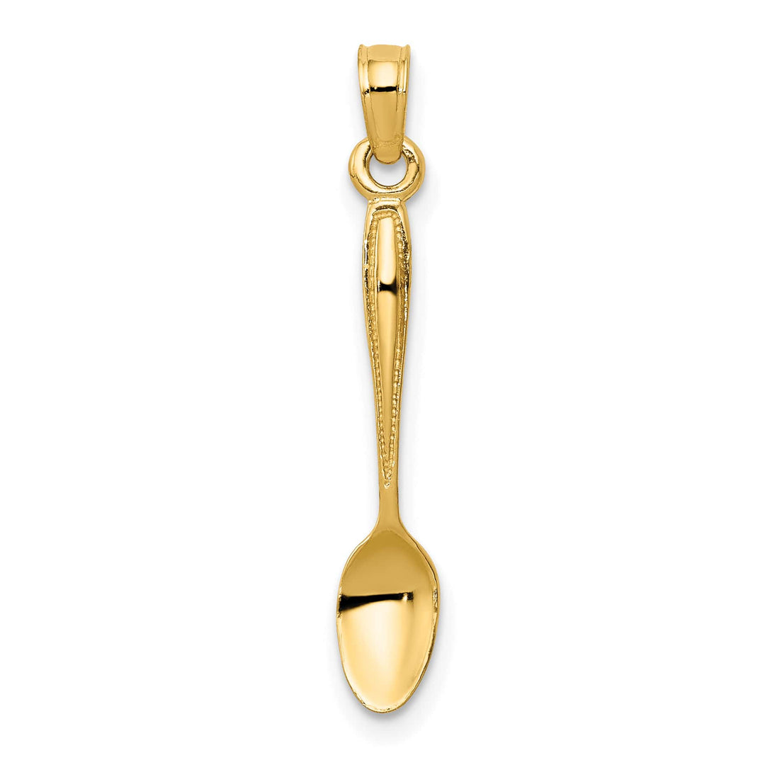 10K Yellow Gold 3-D Polished Table Spoon Pendant