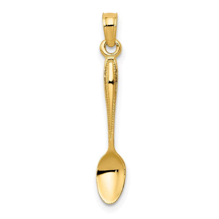 10K Yellow Gold 3-D Polished Table Spoon Pendant