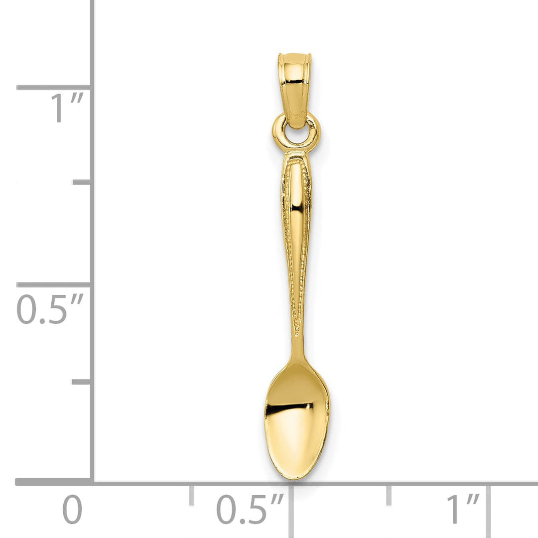 10K Yellow Gold 3-D Polished Table Spoon Pendant
