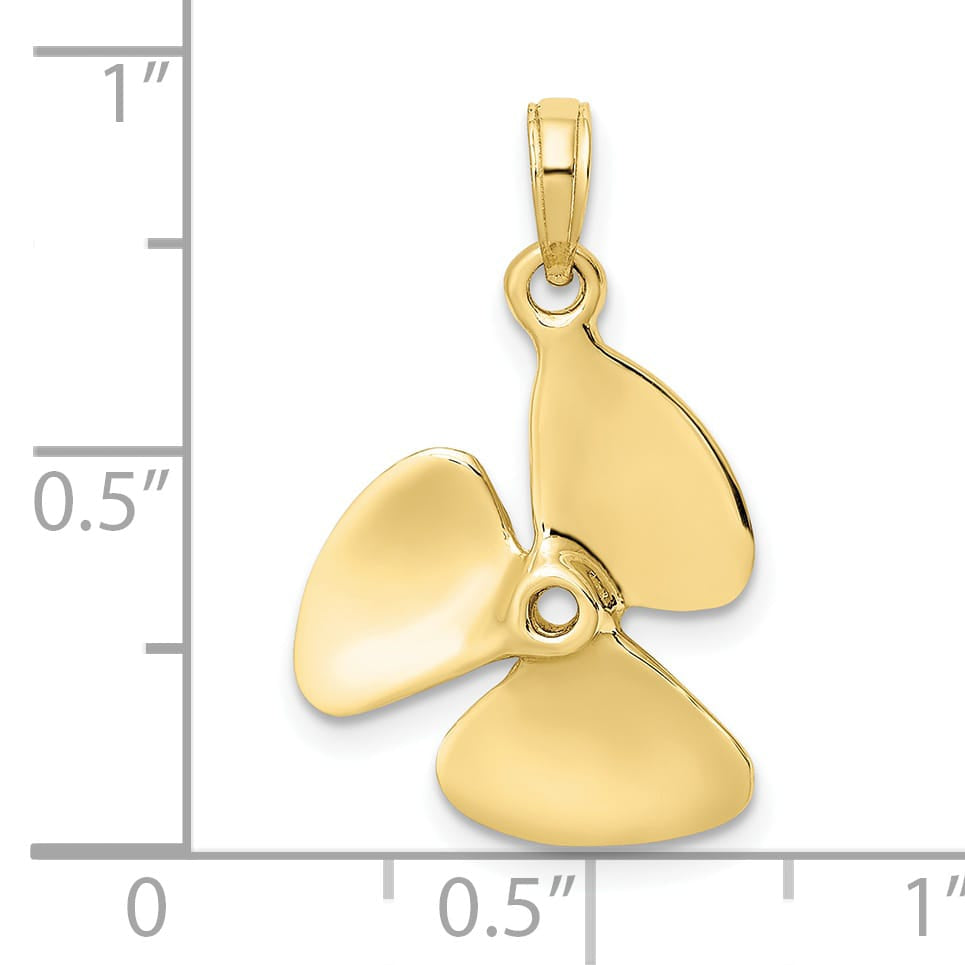 10K Yellow Gold 3-D Polished Three Blade Propeller Charm