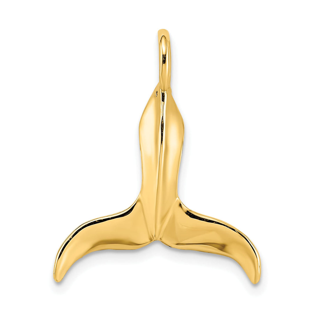 10K Yellow Gold 3-D Polished Whale Tail Charm, Large