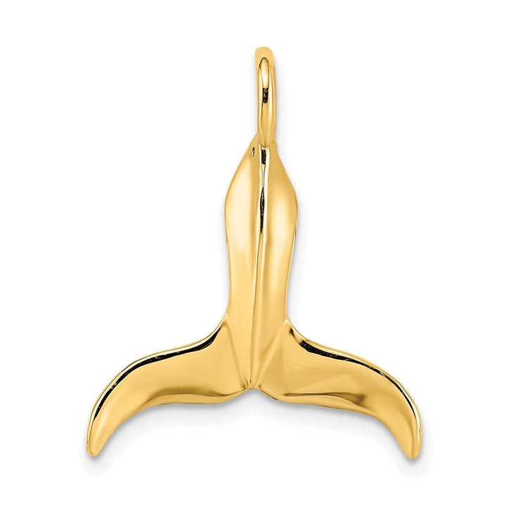 10K Yellow Gold 3-D Polished Whale Tail Charm, Large
