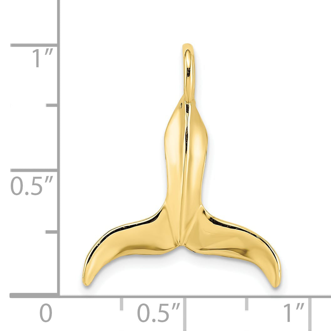 10K Yellow Gold 3-D Polished Whale Tail Charm, Large