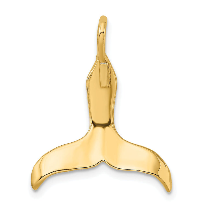 10K Yellow Gold 3-D Polished Whale Tail Charm, Large