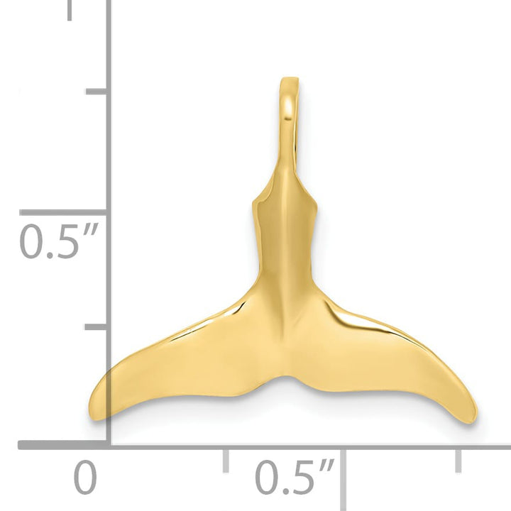 10K Yellow Gold 3-D Polished Whale Tail Charm, Medium