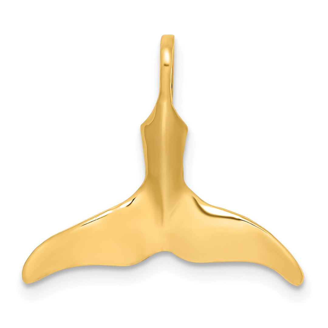 10K Yellow Gold 3-D Polished Whale Tail Charm, Medium