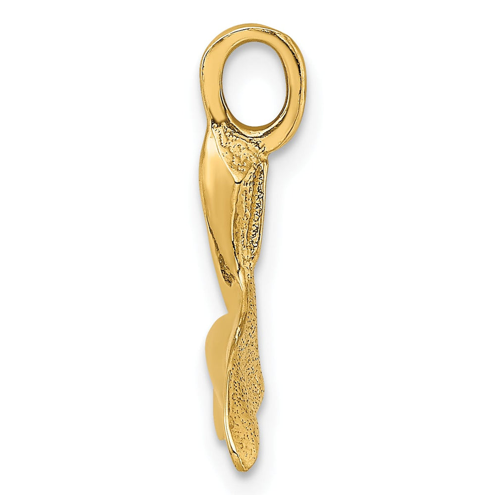 10K Yellow Gold 3-D Polished Whale Tail Charm, Medium