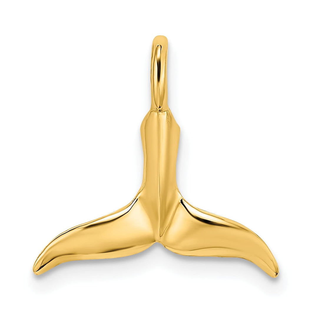 10K Yellow Gold 3-D Polished Whale Tail Charm, Small