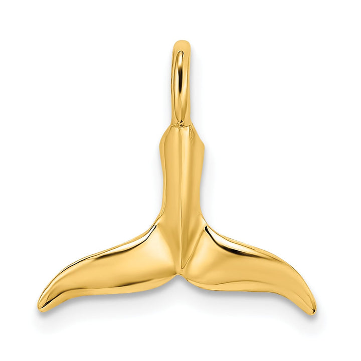 10K Yellow Gold 3-D Polished Whale Tail Charm, Small