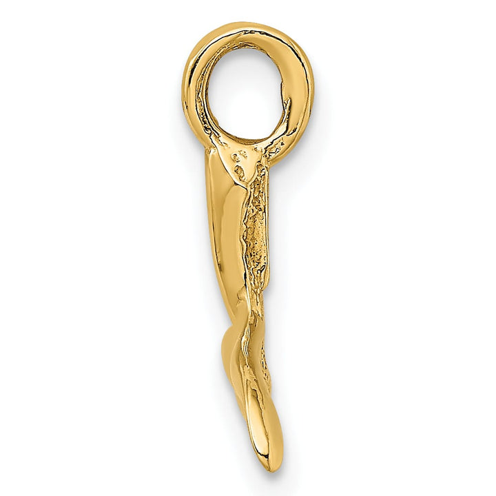 10K Yellow Gold 3-D Polished Whale Tail Charm, Small