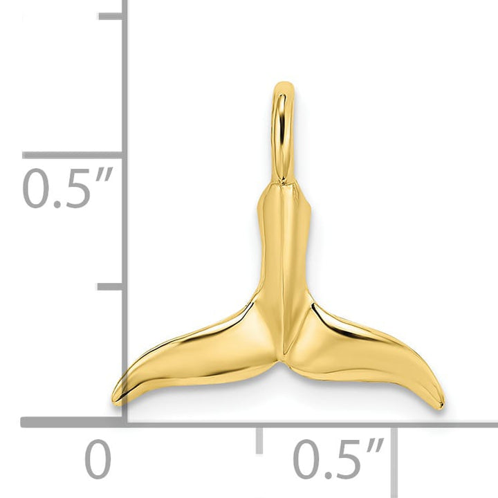 10K Yellow Gold 3-D Polished Whale Tail Charm, Small