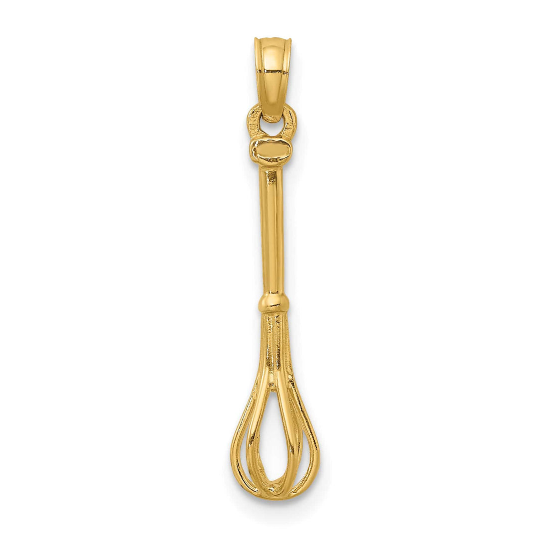 10K Yellow Gold 3-D Polished Whisk Charm