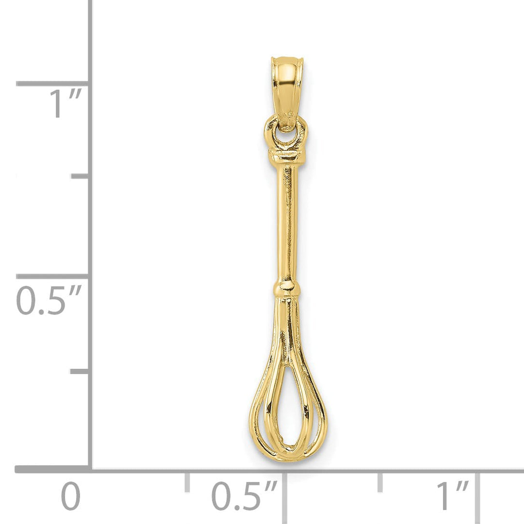 10K Yellow Gold 3-D Polished Whisk Charm