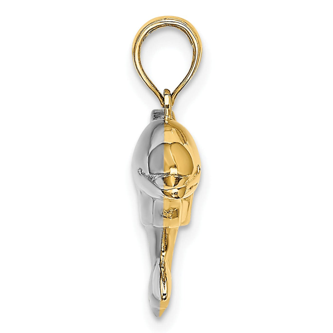 10K Yellow Gold 3-D Reversible Puffed Dolphin Charm