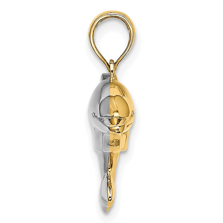 10K Yellow Gold 3-D Reversible Puffed Dolphin Charm